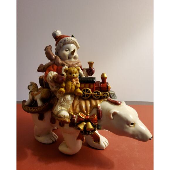 Christmas Ceramic Figurine - Child Riding a Polar Bear - Picture 5 of 6